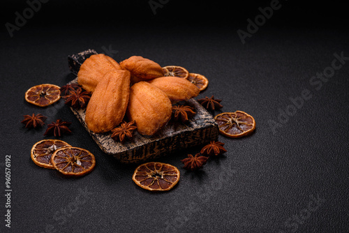 Traditional French madeleine biscuits with nutty flavor photo