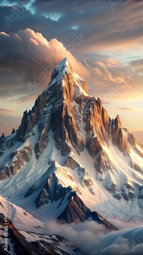  landscape scene with Mountain peak, aerial view of the mountain, landscape scenery
