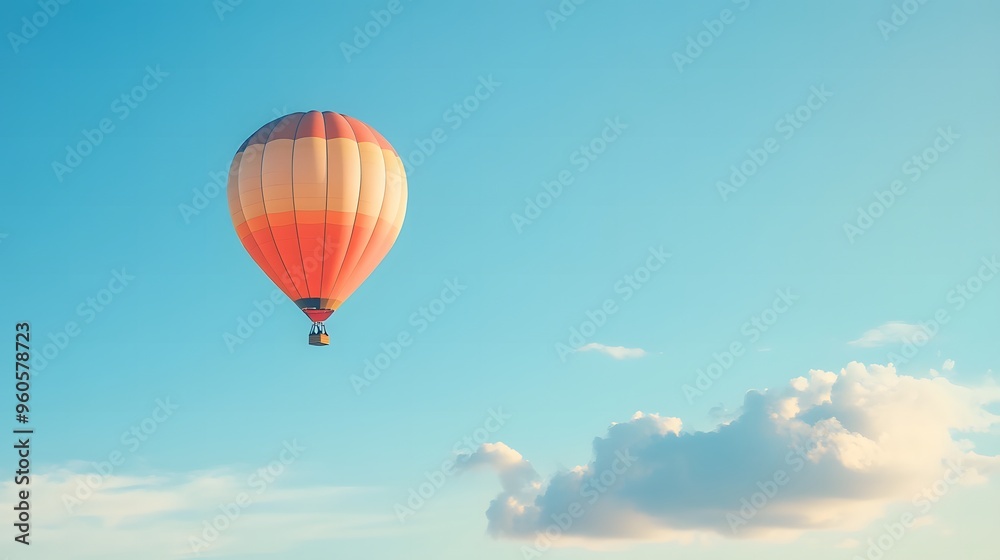 Fototapeta premium Hot Air Balloon Soaring Through a Clear Sky
