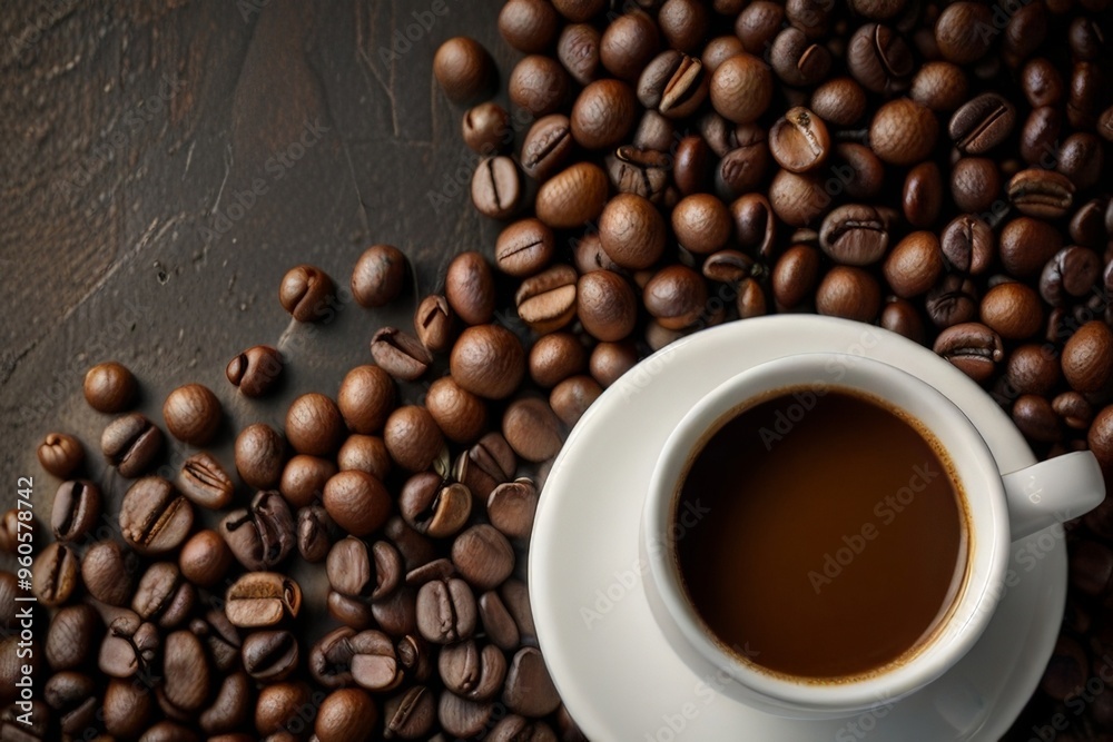 Fototapeta premium coffee beans and cup