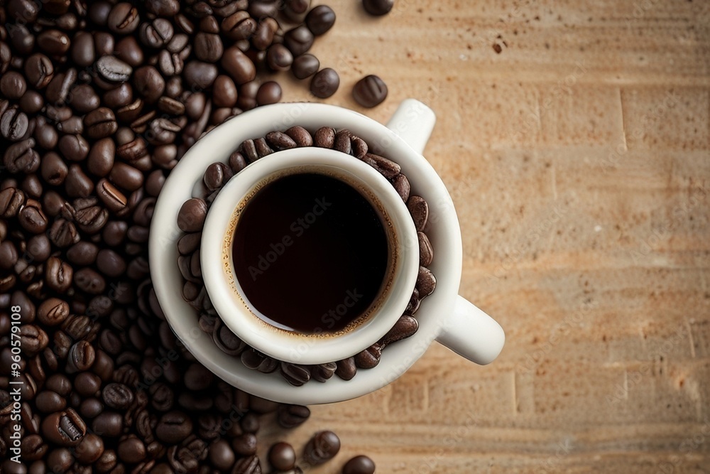 coffee beans and cup coffee beans and cup