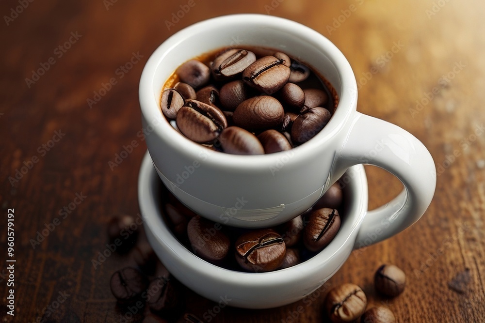 Fototapeta premium coffee beans and cup