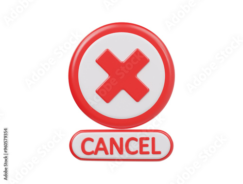 Cancel icon 3d render illustration