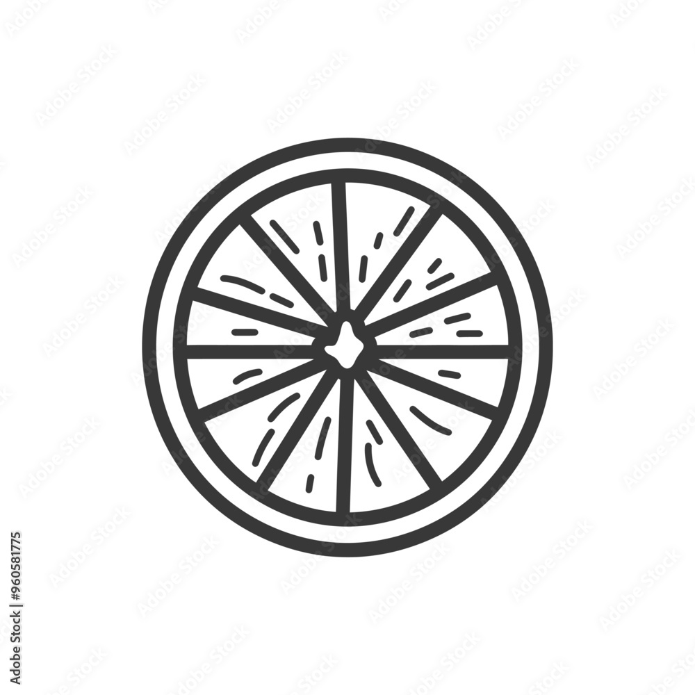 Line art illustration of a sliced orange Line art illustration of a sliced orange