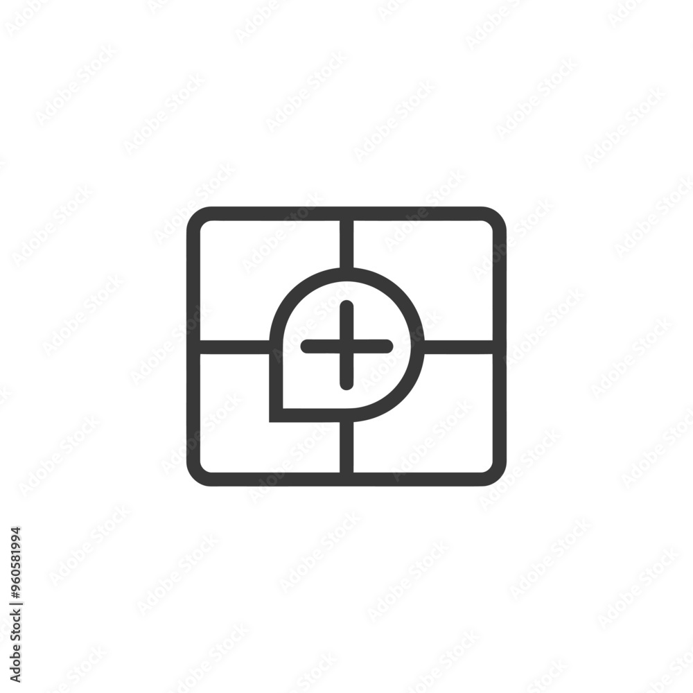 Grid with Plus Sign Inside Speech Bubble Icon Grid with Plus Sign Inside Speech Bubble Icon