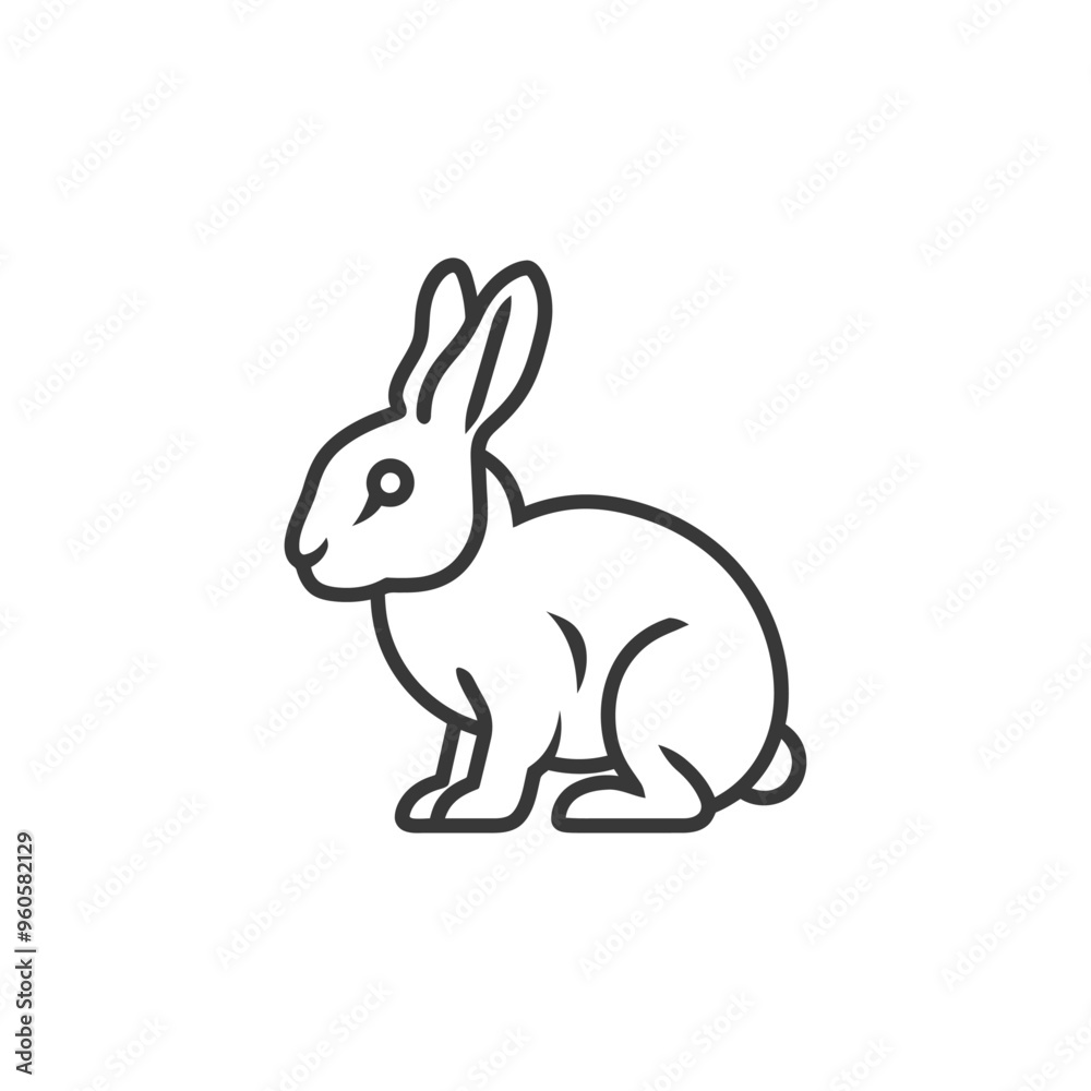 Line art illustration of a rabbit sitting on its haunches Line art illustration of a rabbit sitting on its haunches