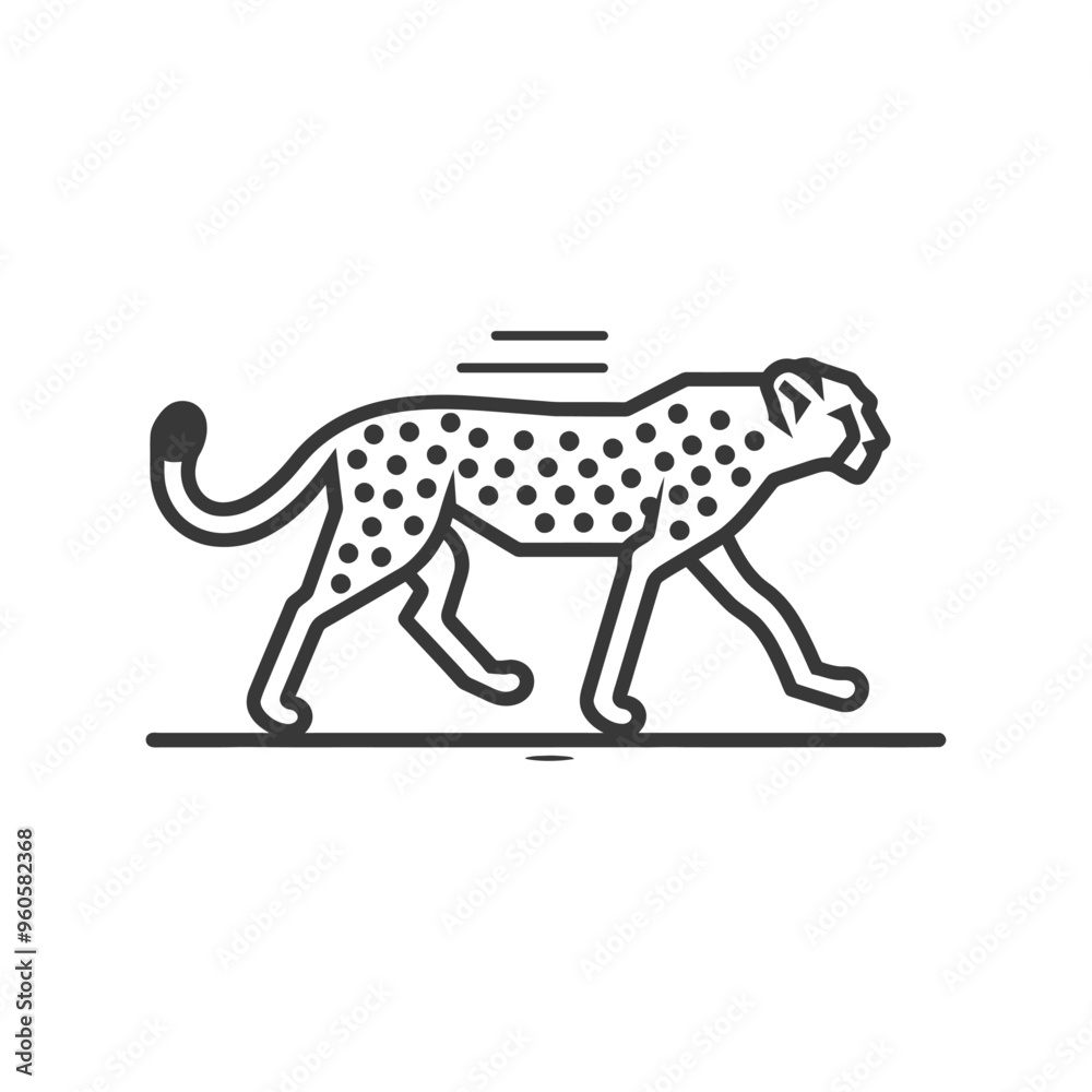 Line Art Illustration of a Running Cheetah Line Art Illustration of a Running Cheetah