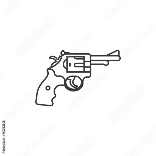 Line art illustration of a revolver handgun