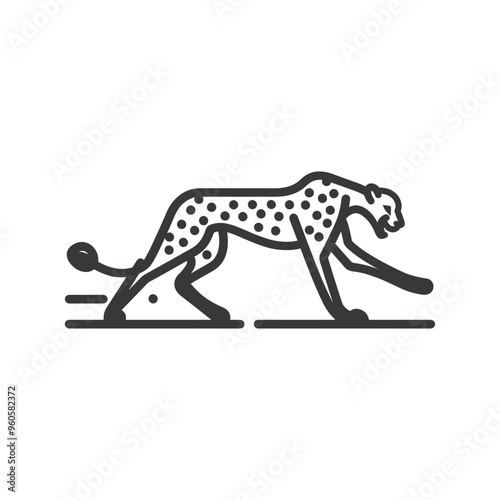 Line art illustration of a running cheetah photo