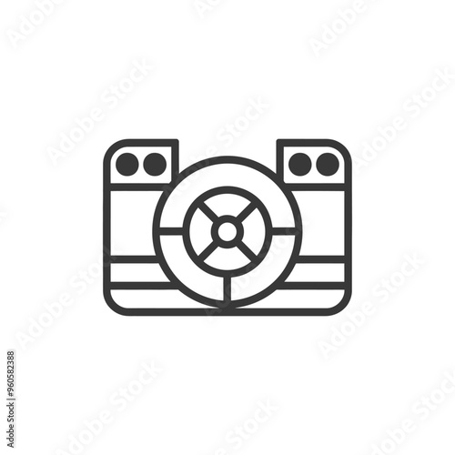 Line Art Illustration of a Safe with a Dial Lock
