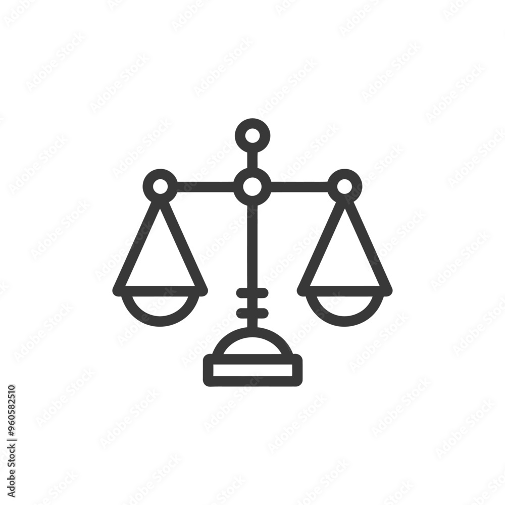 Line Art Illustration of a Scale with Two Pans Line Art Illustration of a Scale with Two Pans