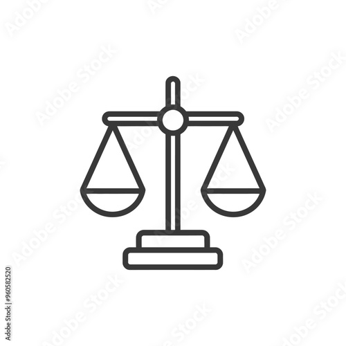 Line art illustration of a scale with two pans