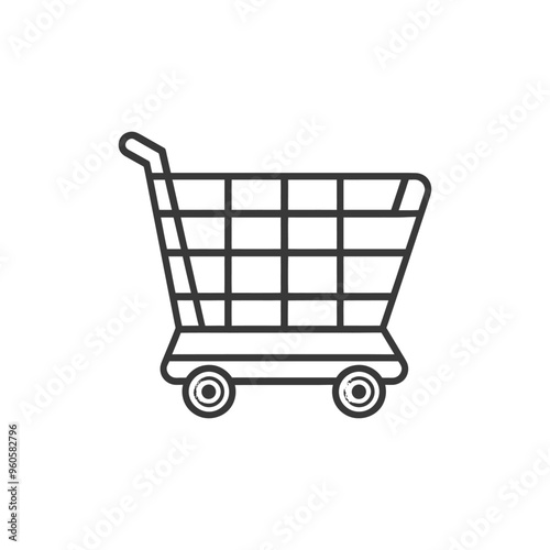 Line Art Illustration of a Shopping Cart