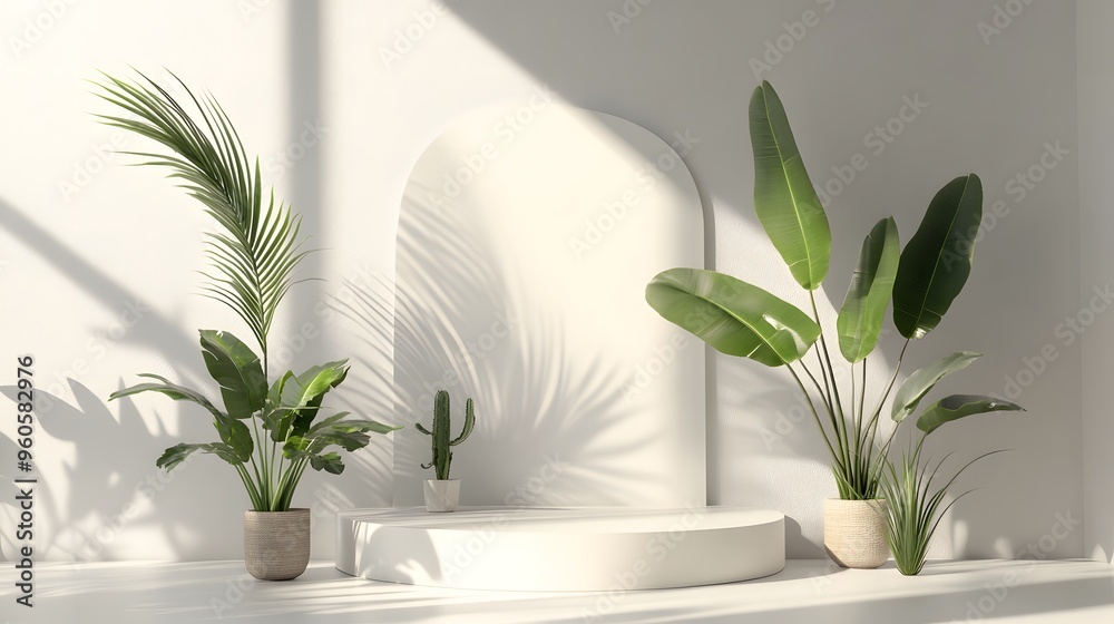 Minimalist White Room With Tropical Plants Minimalist White Room With Tropical Plants