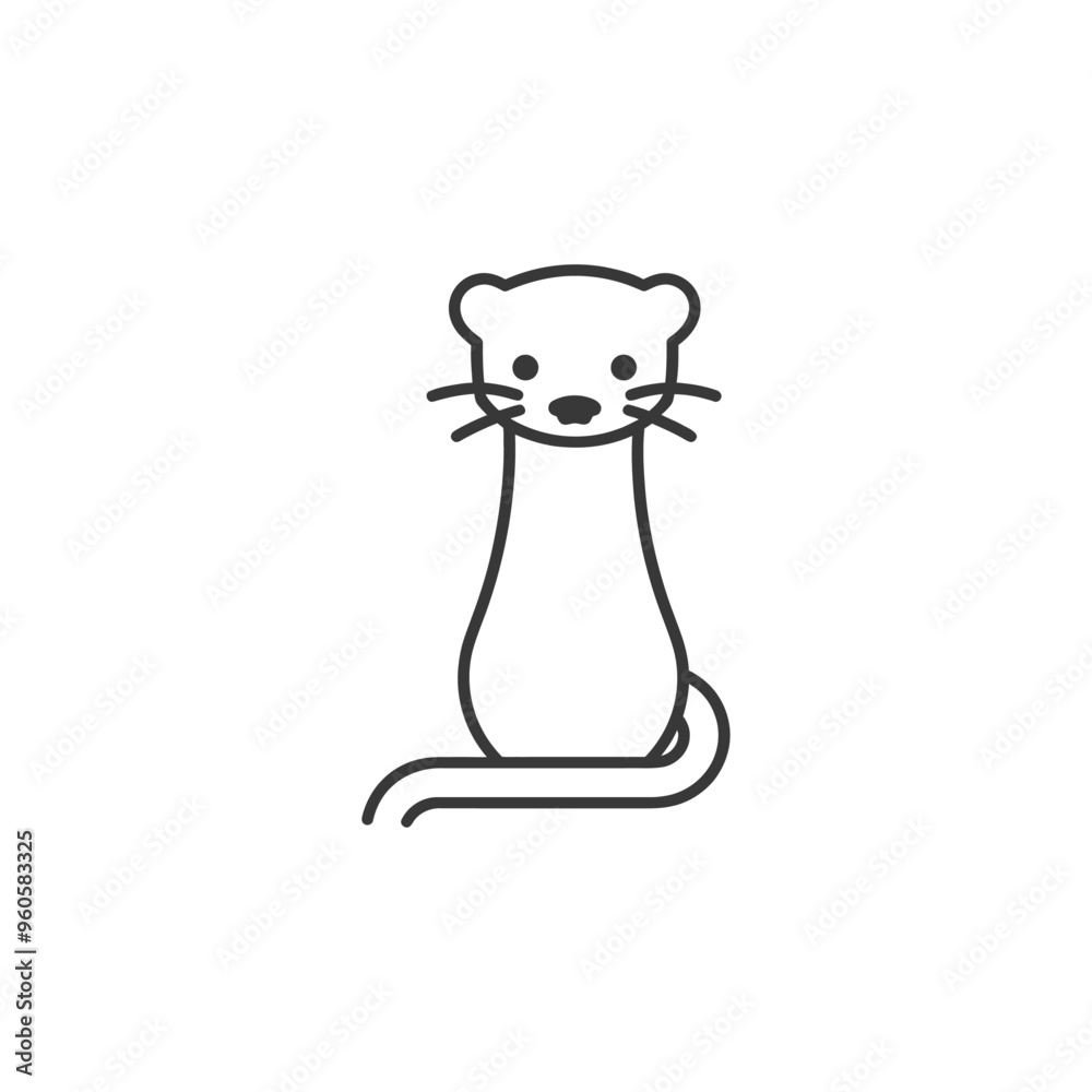 Obraz premium Line Art Illustration of a Sitting Ferret
