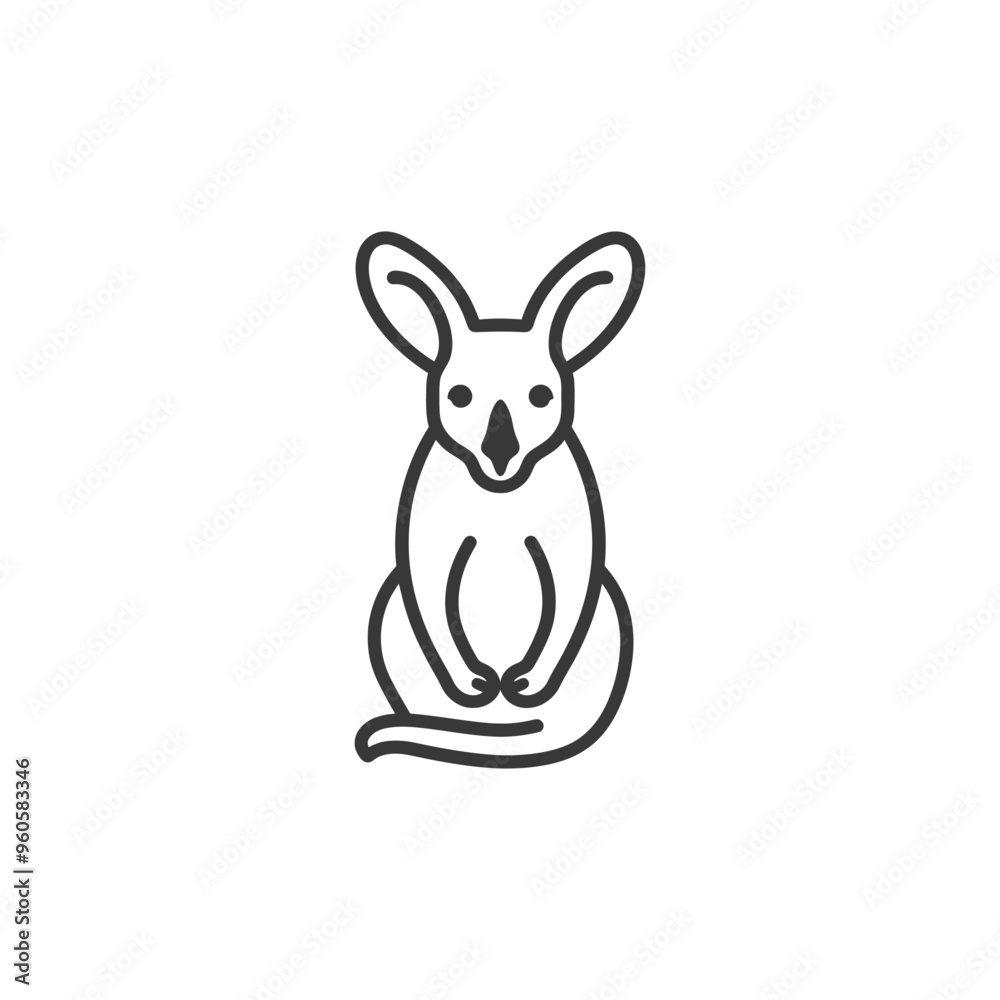 Line Art Illustration of a Sitting Jerboa Line Art Illustration of a Sitting Jerboa