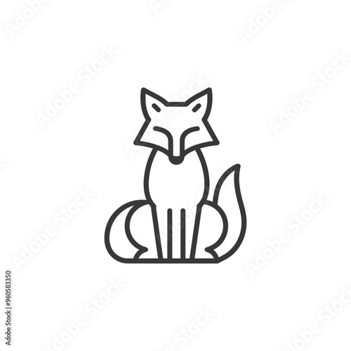 Line Art Illustration of a Sitting Fox