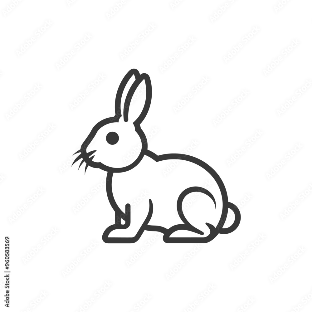 Line art illustration of a sitting rabbit Line art illustration of a sitting rabbit