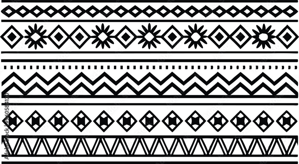 hand drawn border Ethnic for fabric patterns vector illustration hand drawn border Ethnic for fabric patterns vector illustration