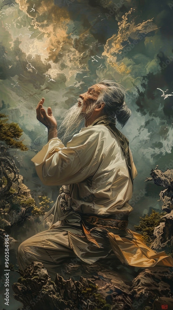 Obraz premium Daoist Master Chen Tuan's Essence in Art