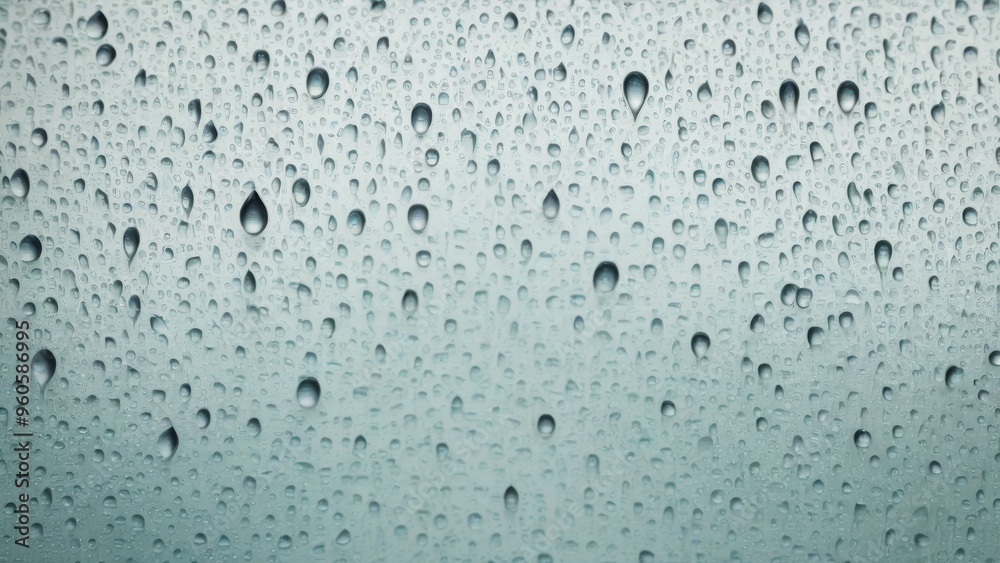 Water droplets slide across the glass surface. Water droplets slide across the glass surface.