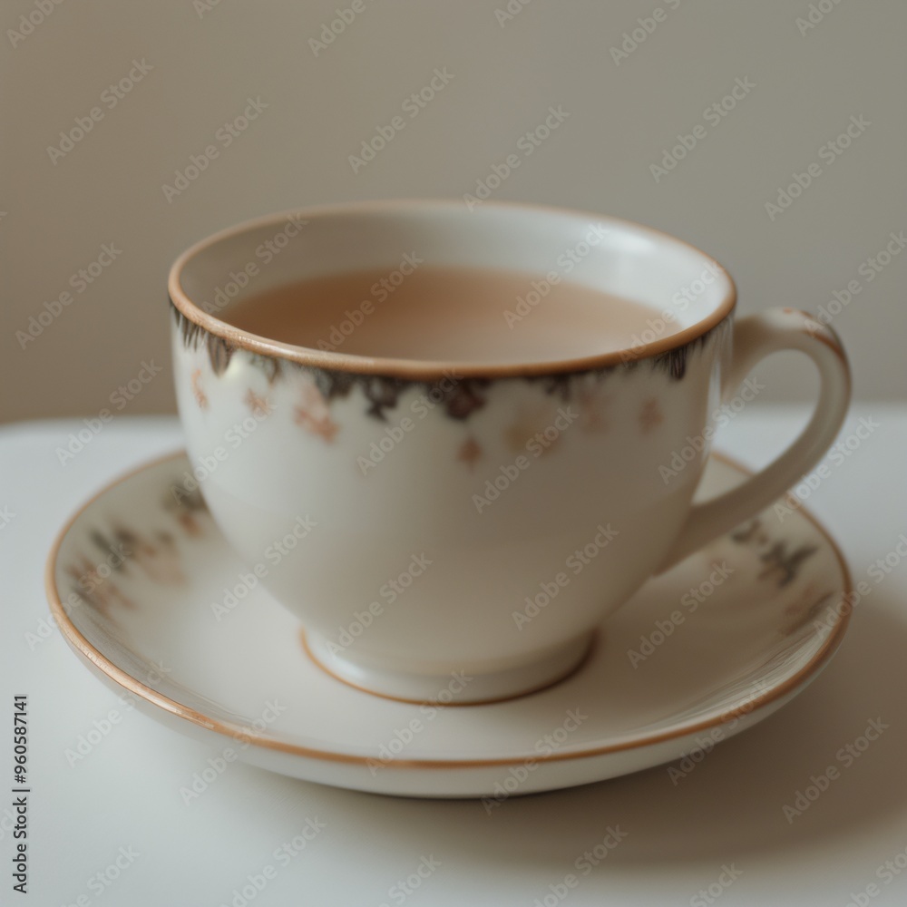 Fototapeta premium Simple Cup of Hot Tea on a White Background