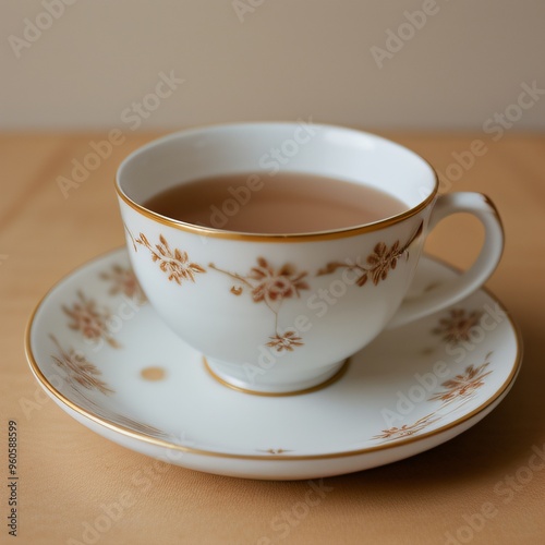 Simple Cup of Hot Tea on a White Background