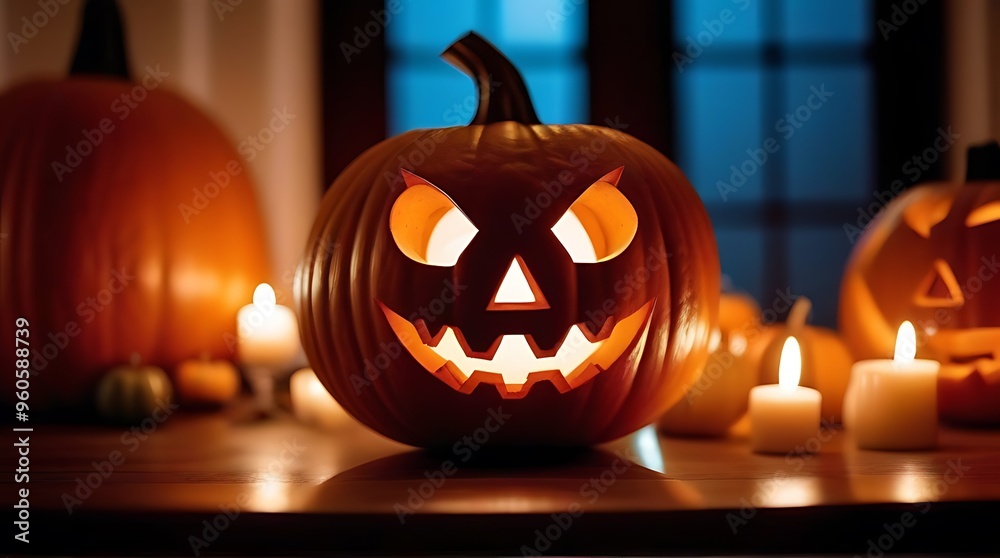 Fototapeta premium halloween card featuring pumpkin