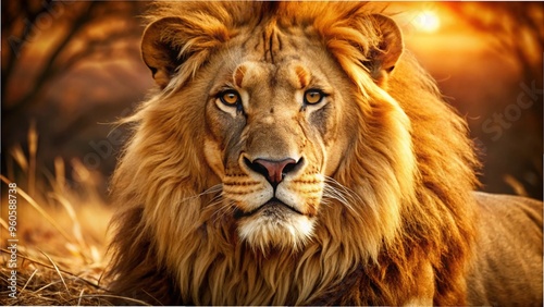  handsome lion king of the savannah ,generative ai 