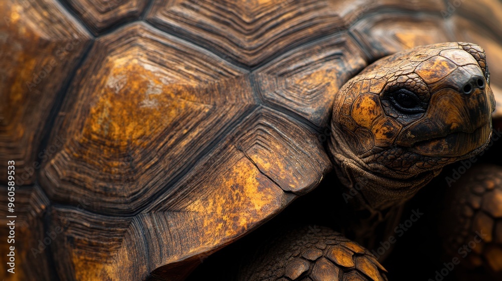 A close-up of a tortoise shell, focusing on the unique geometric patterns and weathered textures. A close-up of a tortoise shell, focusing on the unique geometric patterns and weathered textures.