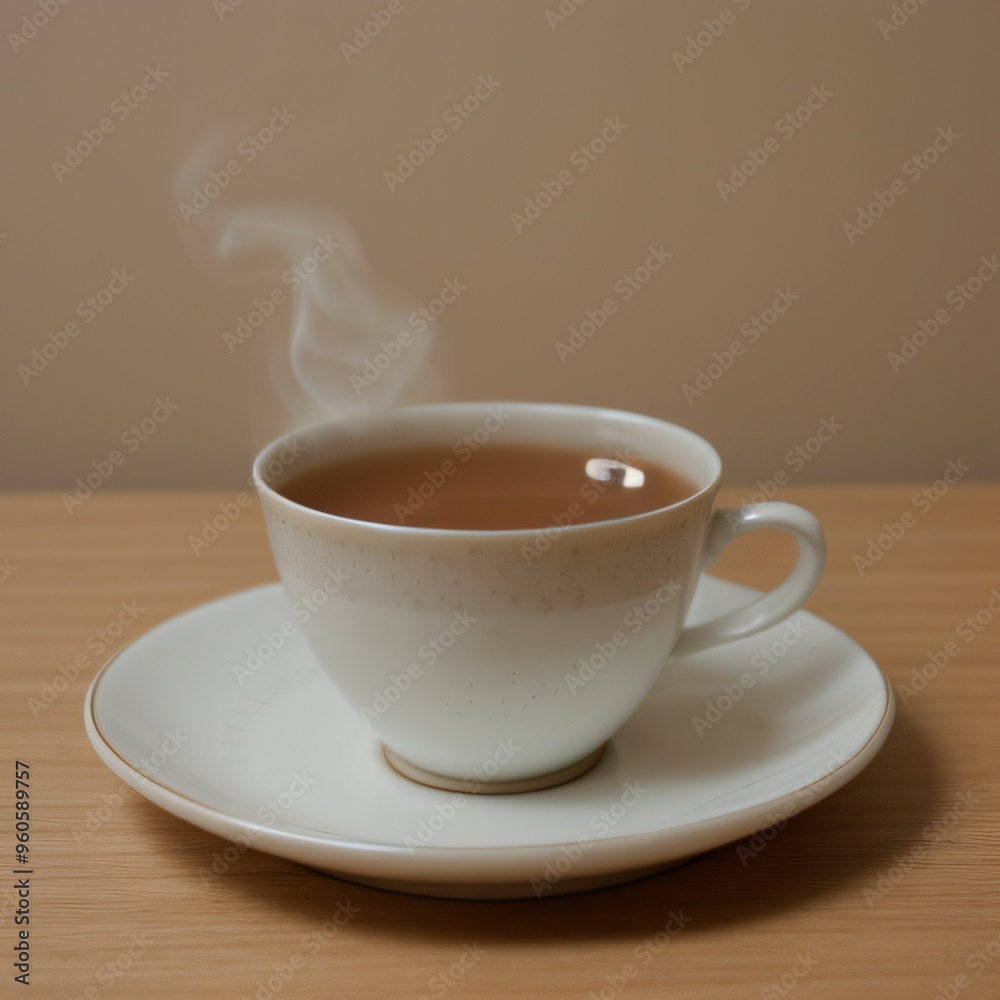 Fototapeta premium Simple Cup of Hot Tea on a White Background