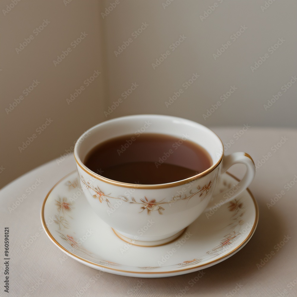 Fototapeta premium Simple Cup of Hot Tea on a White Background