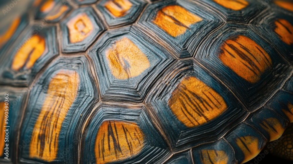 A close-up of a turtle shell, showcasing the intricate patterns and textures of the different scutes and colors. A close-up of a turtle shell, showcasing the intricate patterns and textures of the different scutes and colors.