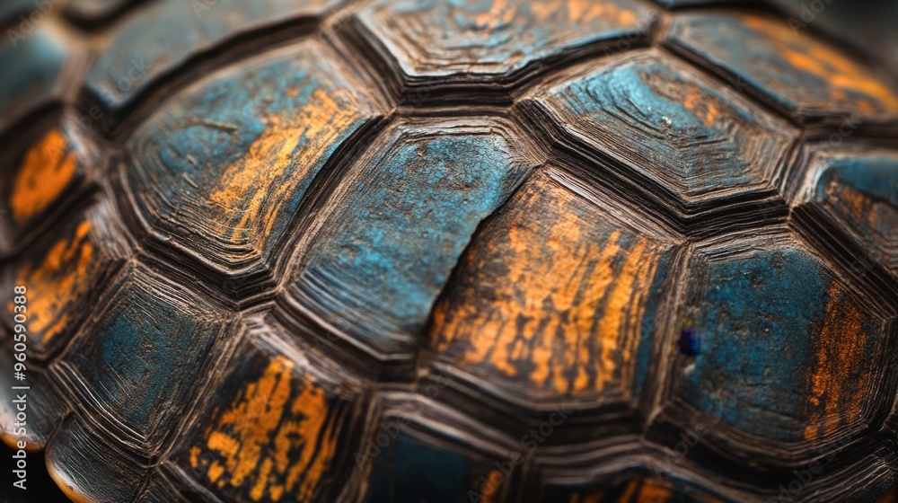 A close-up of a turtle shell, showcasing the intricate patterns and textures of the different scutes and colors. A close-up of a turtle shell, showcasing the intricate patterns and textures of the different scutes and colors.