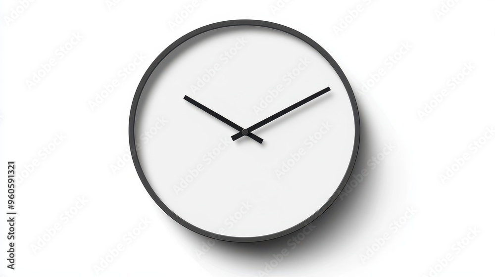 Vector Simple Floating Clock with Thin Hands in Plain Background Minimalist Style Vector Simple Floating Clock with Thin Hands in Plain Background Minimalist Style