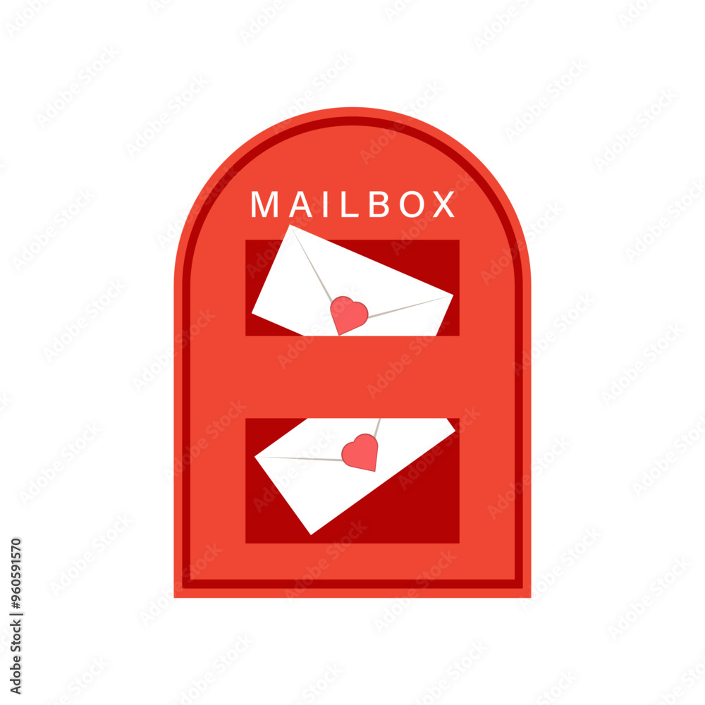 Love letter vector. Mailbox vector. mailbox on blue background. Love letter in mailbox.