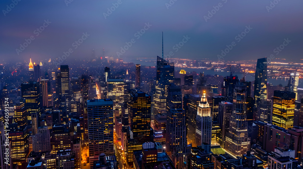 Fototapeta premium new york city skyline at sunset