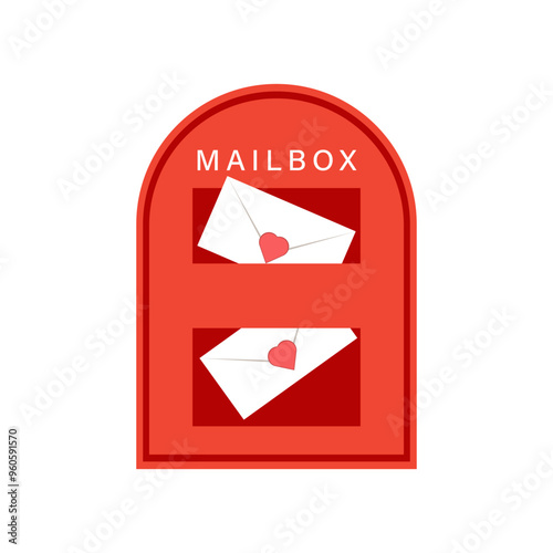Obraz na płótnie Love letter vector. Mailbox vector. mailbox on blue background. Love letter in mailbox. w salonie