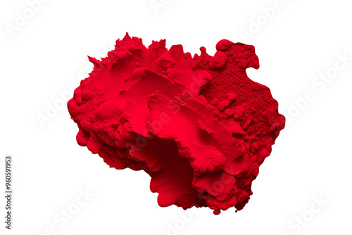 bright red holi paint color isolated on clear white and transparent background