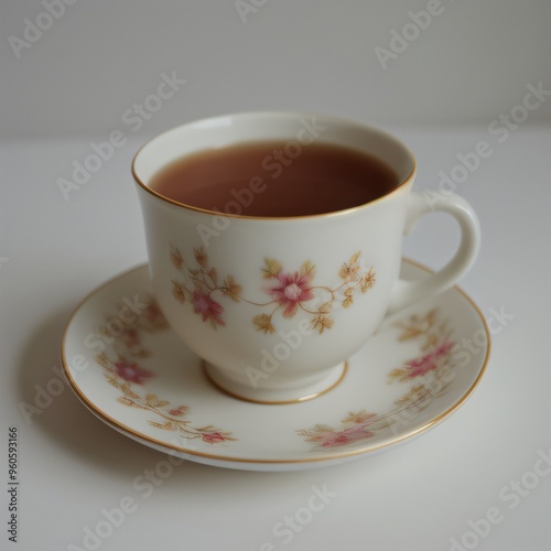 Simple Cup of Hot Tea on a White Background