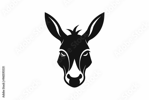 A donkey head creative logo Icon, silhouette black color vector artwork illustration