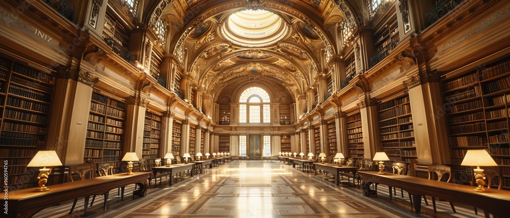 Obraz premium Majestic Historic Library with Ornate Architecture in Stunning