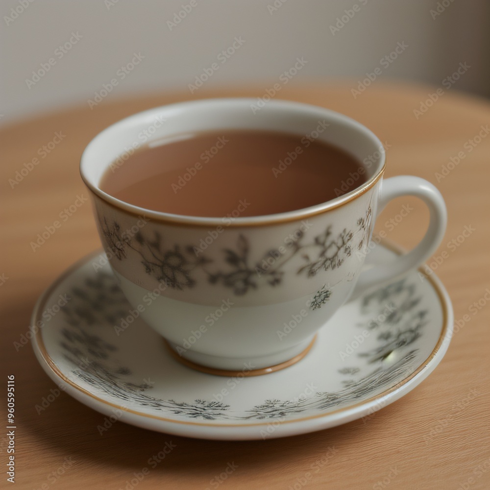 Fototapeta premium Simple Cup of Hot Tea on a White Background