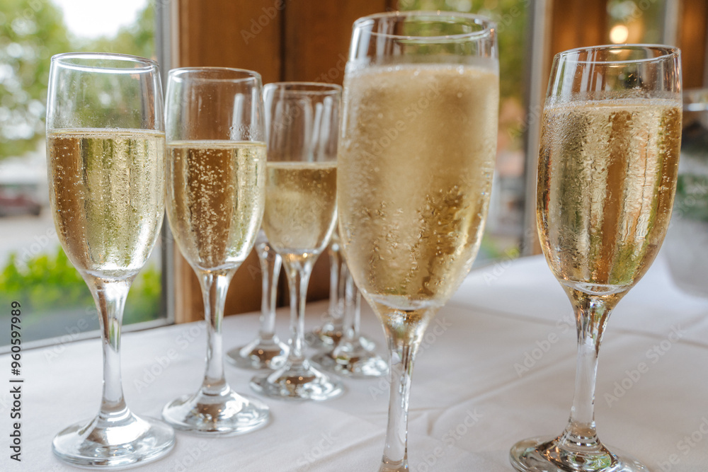glasses of champagne on the table