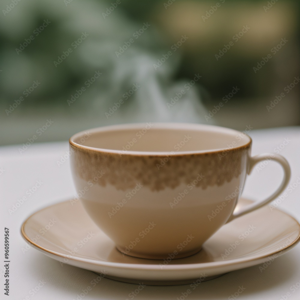Fototapeta premium Simple Cup of Hot Tea on a White Background