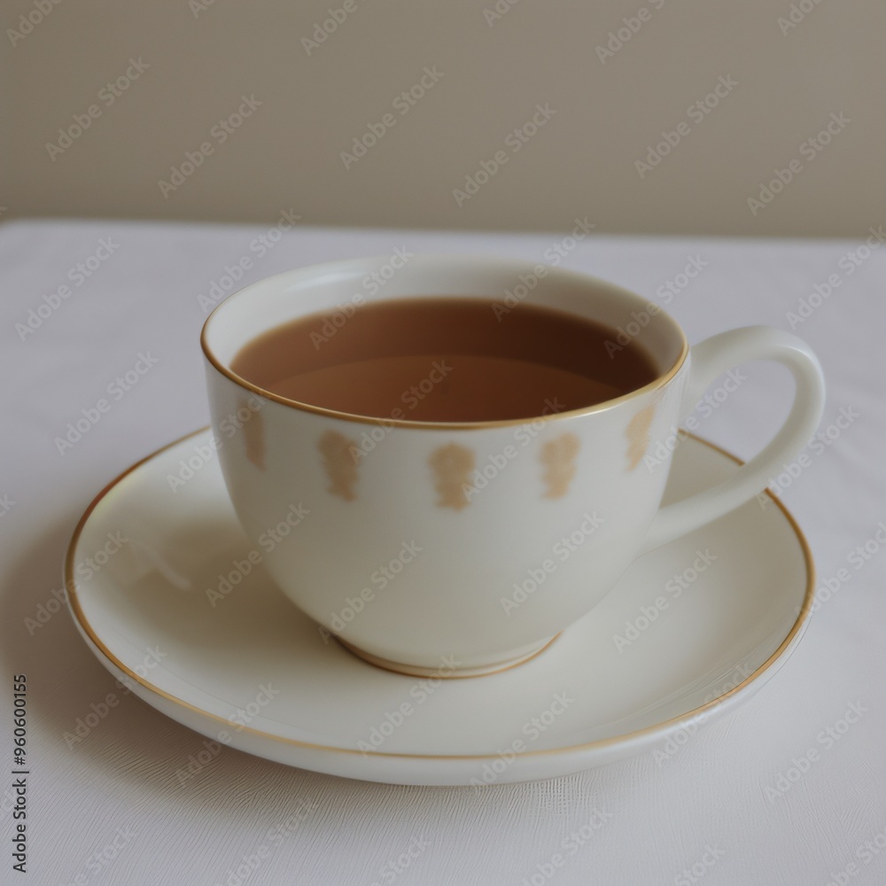 Fototapeta premium Simple Cup of Hot Tea on a White Background