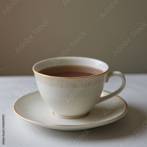 Simple Cup of Hot Tea on a White Background