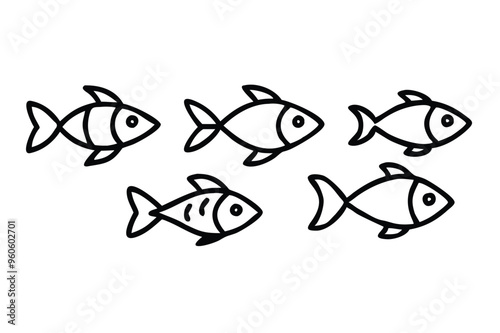 This is a line art illustration of a fish. The outline is editable, so you can customize it to suit your needs.