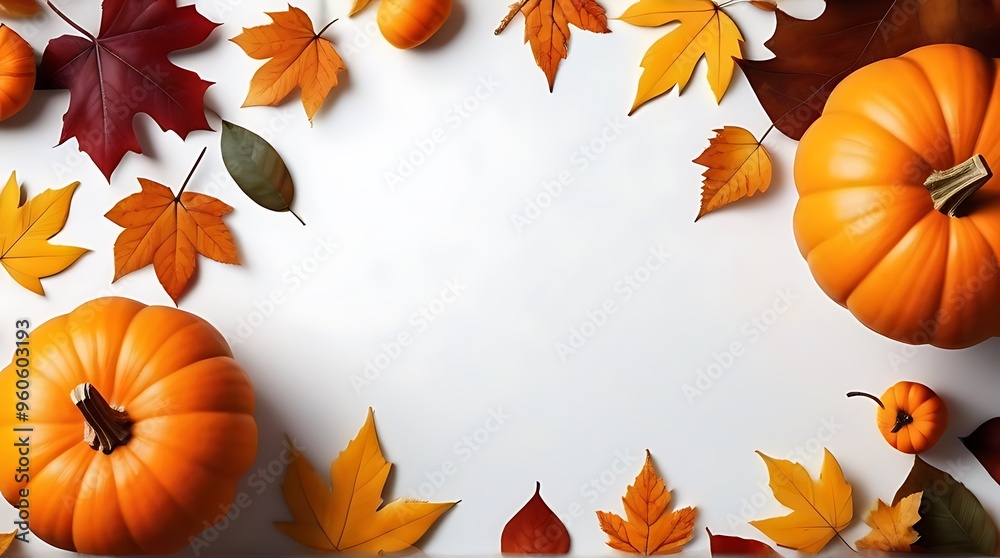 autumn border design featuring pumpkins fall leaves white background autumn border design featuring pumpkins fall leaves white background