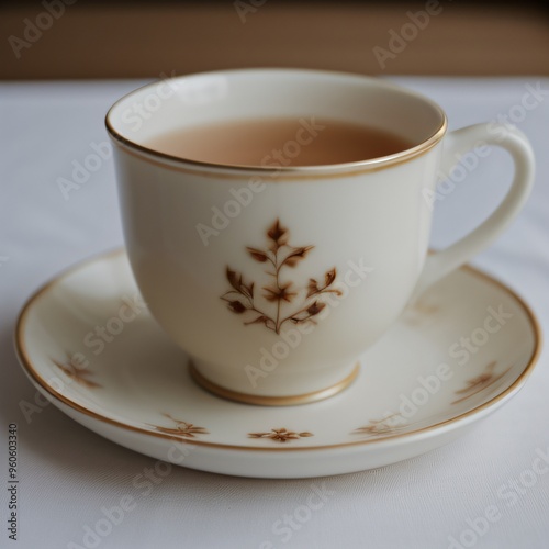 Simple Cup of Hot Tea on a White Background